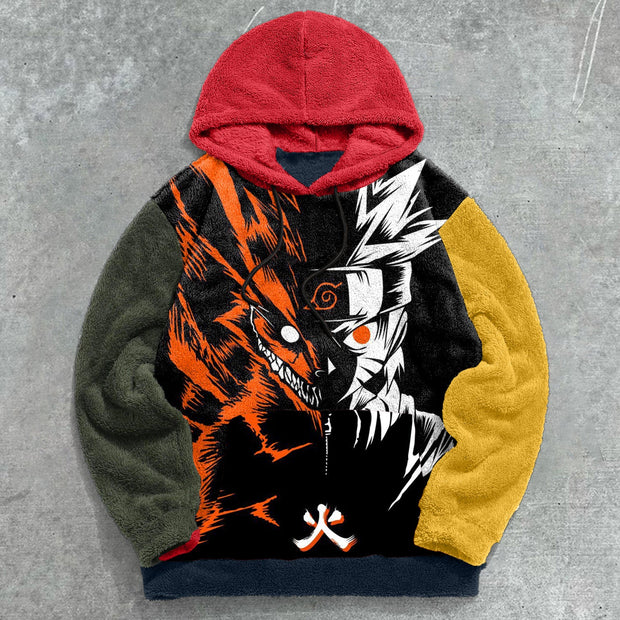 Vintage Colorblock Fashion Print Street Hoodies
