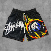 Billiards8 Letter Print Mesh Pocket Shorts