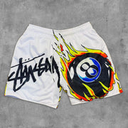 Billiards8 Letter Print Mesh Pocket Shorts