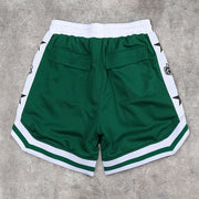 Contrast Panel Street Mesh Sports Loose Shorts