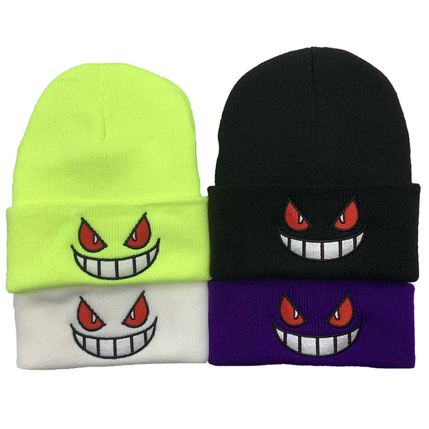 Embroidered knitted hat autumn and winter warm pullover hat woolen hat cold hat