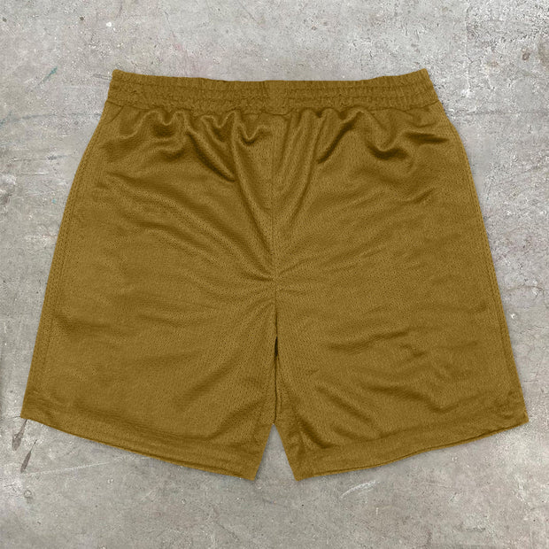 Personality spoof pattern street mesh shorts