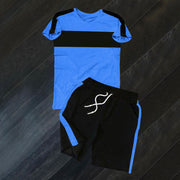 Casual Colorblock Sports Short Sleeve Suit