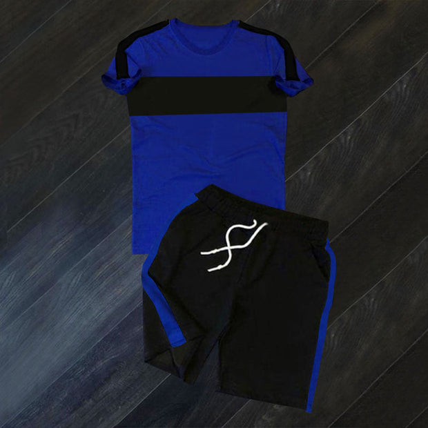Casual Colorblock Sports Short Sleeve Suit