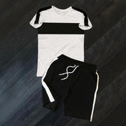 Casual Colorblock Sports Short Sleeve Suit