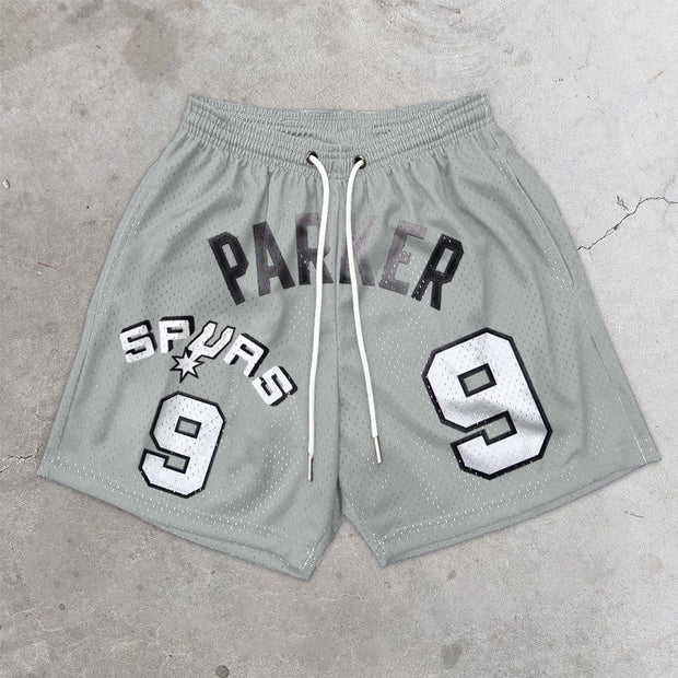 Vintage Print Trendy Street Track Shorts