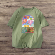 Art print street short-sleeved vintage T-shirt