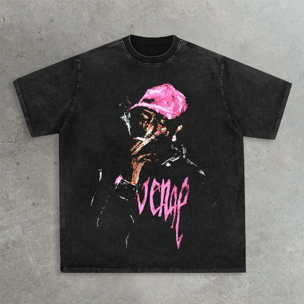 Smoking Boy Print T-Shirt
