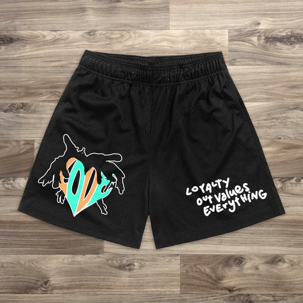 Street Letter Print Mesh Shorts