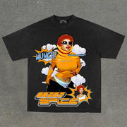 Fashionable personalized printed round neck loose T-shirt