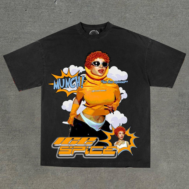 Fashionable personalized printed round neck loose T-shirt