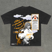 Fashionable personalized printed round neck loose T-shirt