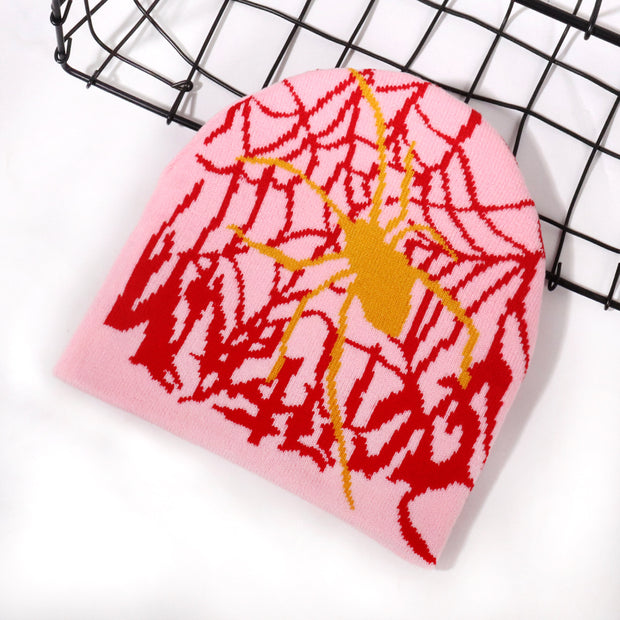 Halloween spider web pattern knitted hat