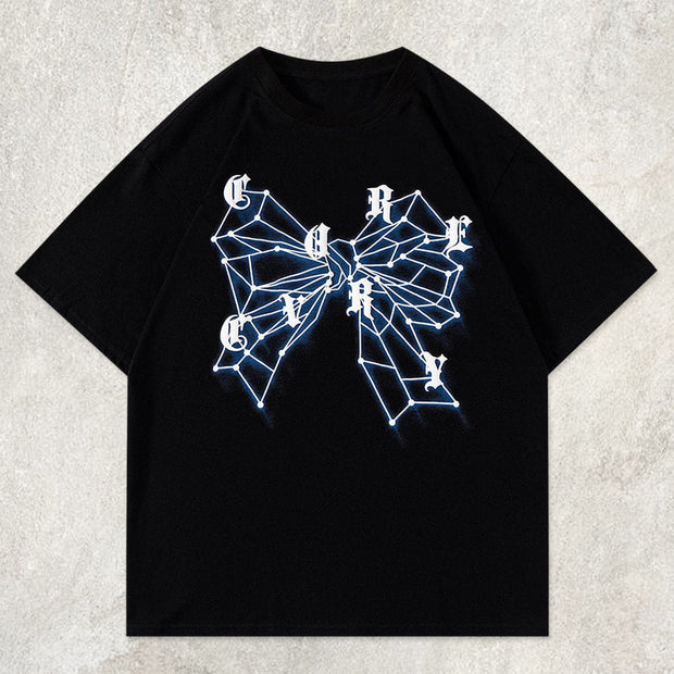 Mesh Butterfly Letters Graphic Tee