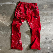 Personalized street ink-splashed print flared pants