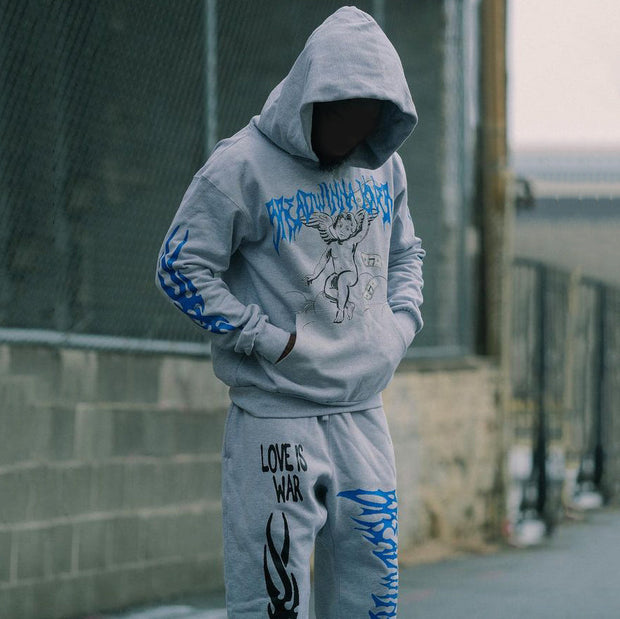 Cupid Print Slouchy Street Hoodie Two-Pack