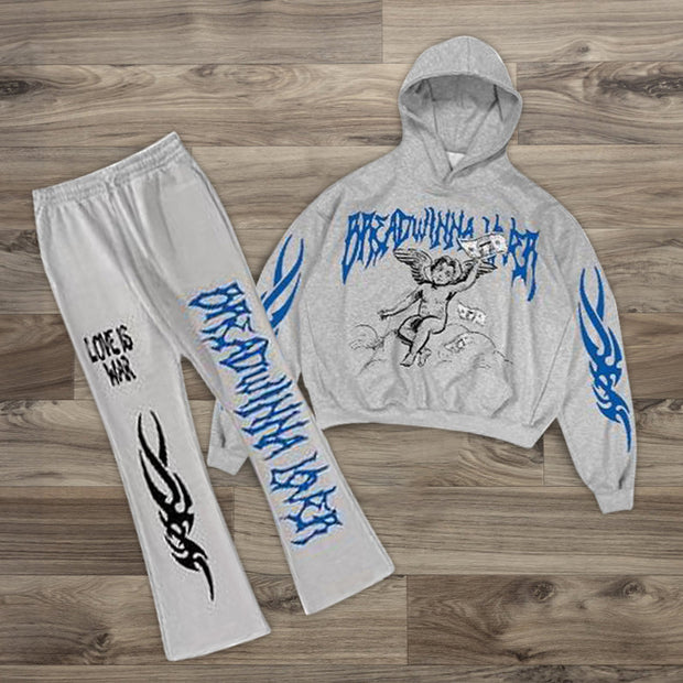 Cupid Print Slouchy Street Hoodie Two-Pack