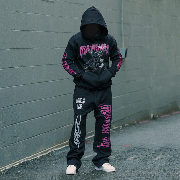 Cupid Print Slouchy Street Hoodie Two-Pack