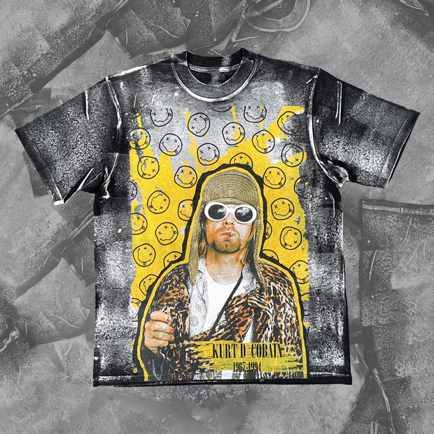 Hip-hop rock Kurt Cobain printed T-shirt