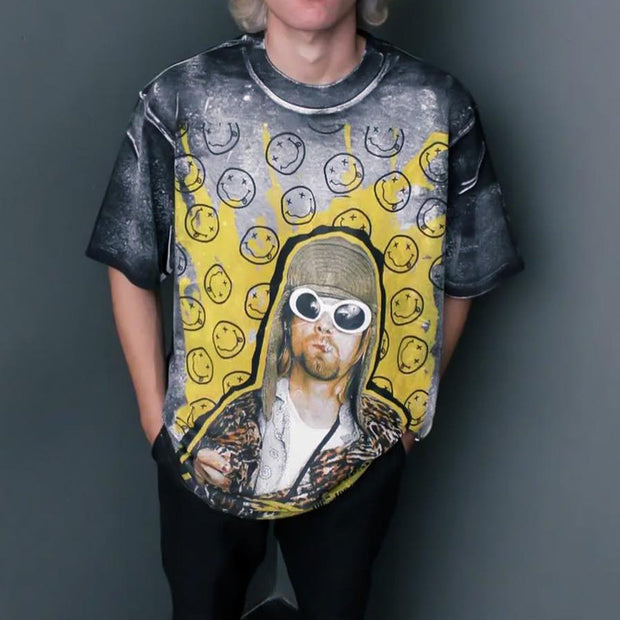 Hip-hop rock Kurt Cobain printed T-shirt