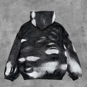 Scream Print Long Sleeve Tapestry Hoodies