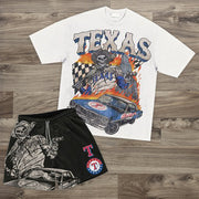 Texas West Denim Print Vacation Two-Piece Set