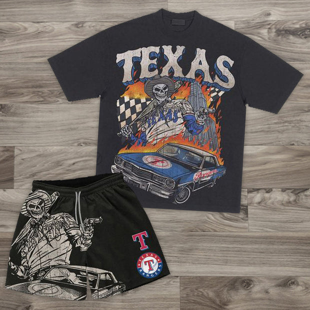 Texas West Denim Print Vacation Two-Piece Set