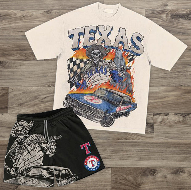Texas West Denim Print Vacation Two-Piece Set
