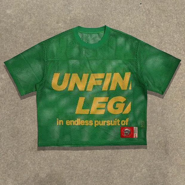 Casual Street Retro Printed Mesh Jersey