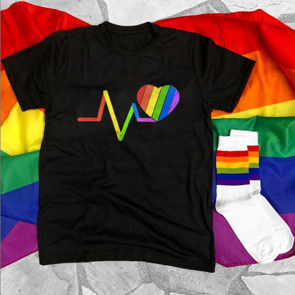 Casual heartbeat print T-shirt