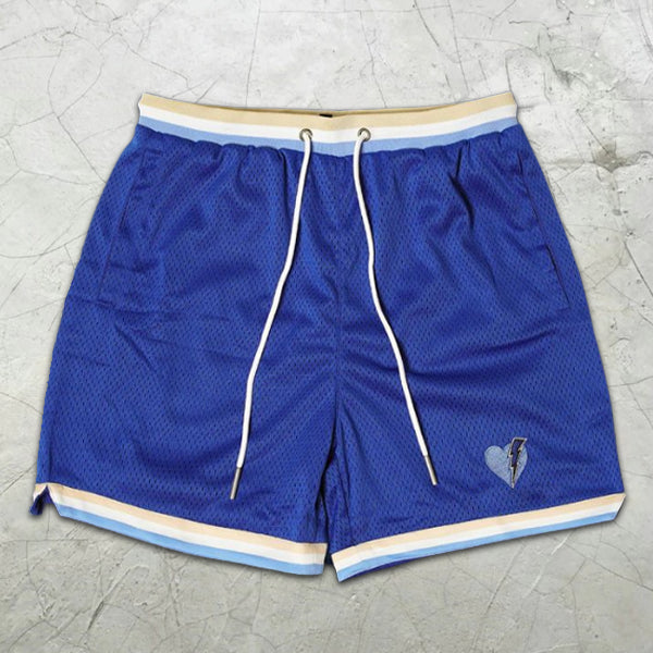 Heart Lightning Icon Colorblock Elastic Shorts