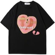 Love print short-sleeved T-shirt men and women round neck loose couple tops