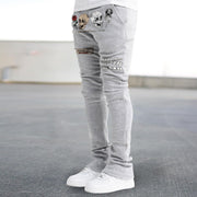Trendy skull print straight-leg trousers