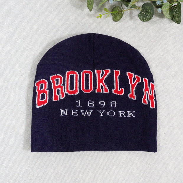 Woolen hat English letter knitted hat men and women warm hat