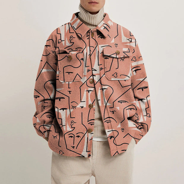 Street style fashion print retro flannel jacket