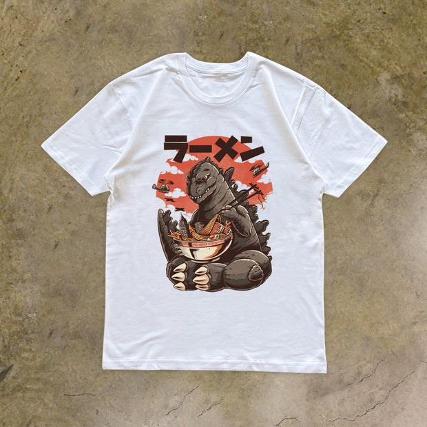 Retro Casual Cartoon Pattern Short Sleeve T-Shirt