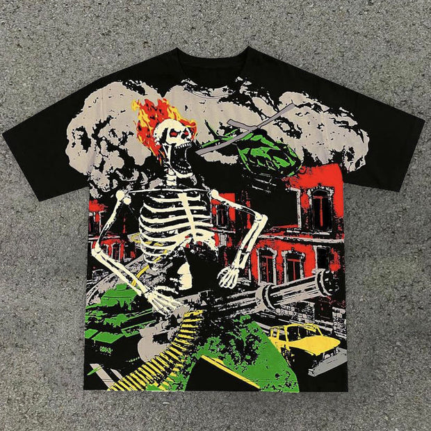 Statement Street Style Skull Print Crew Neck T-Shirt