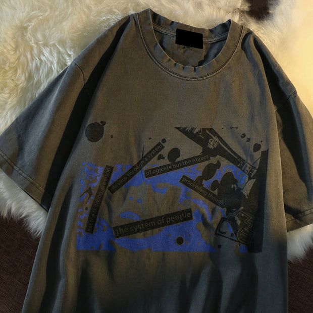 Loose vintage retro half T-shirt hip hop