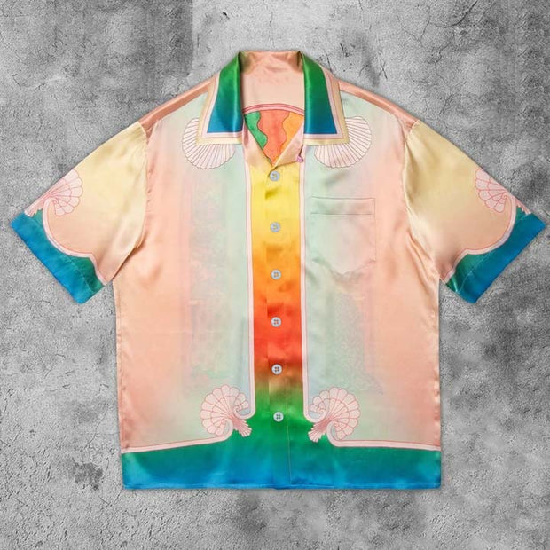 Fashion art print retro short sleeve shirt