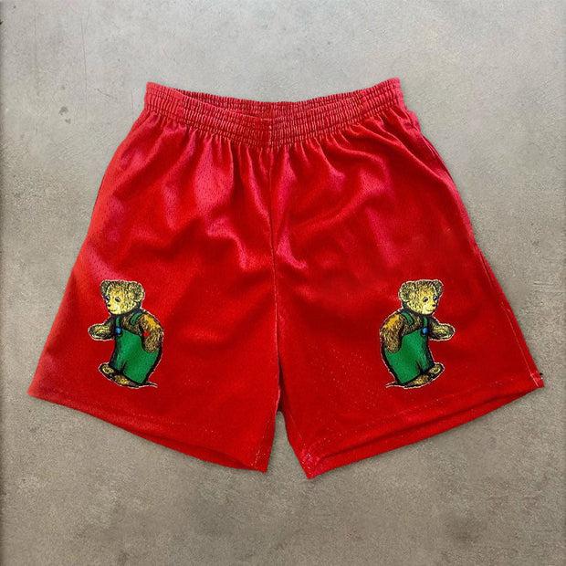 vintage bear print statement shorts