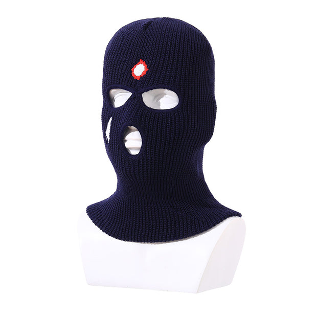 Balaclava three-hole hat outdoor riding headgear knitted warm ski mask