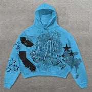 Hippie Punk Letters Print Long Sleeve Hoodies