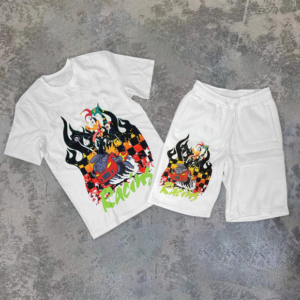 Personalised crew neck print short sleeve suit