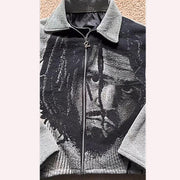 Hip-hop pattern trendy tapestry zipper jacket
