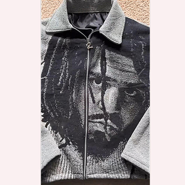 Hip-hop pattern trendy tapestry zipper jacket
