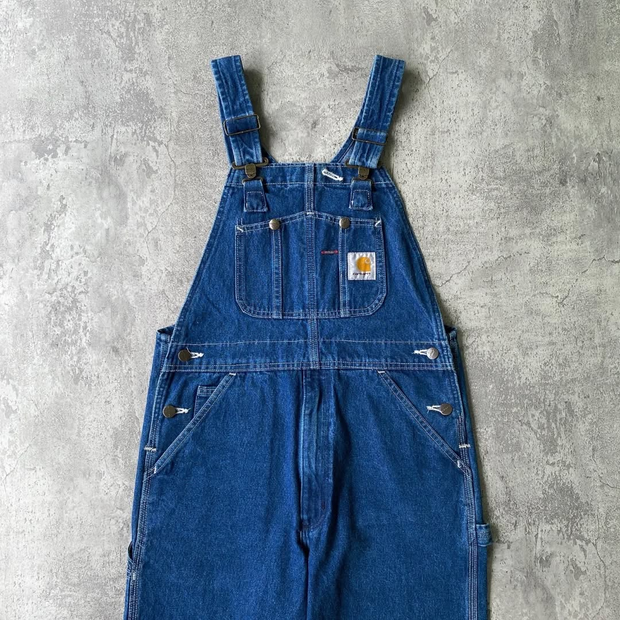 Vintage Denim Multi-Pocket Overalls