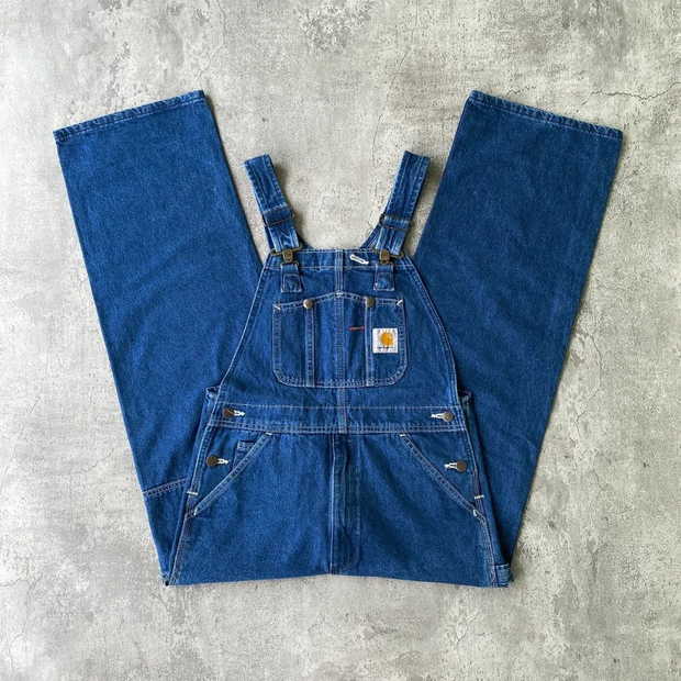 Vintage Denim Multi-Pocket Overalls