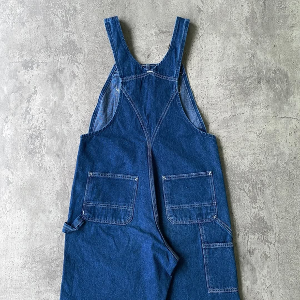Vintage Denim Multi-Pocket Overalls