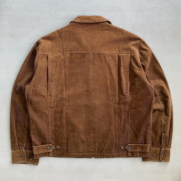 Corduroy Lapel Zip-Up Jacket