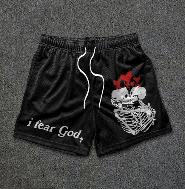 IFear God Skull Print Mesh Shorts